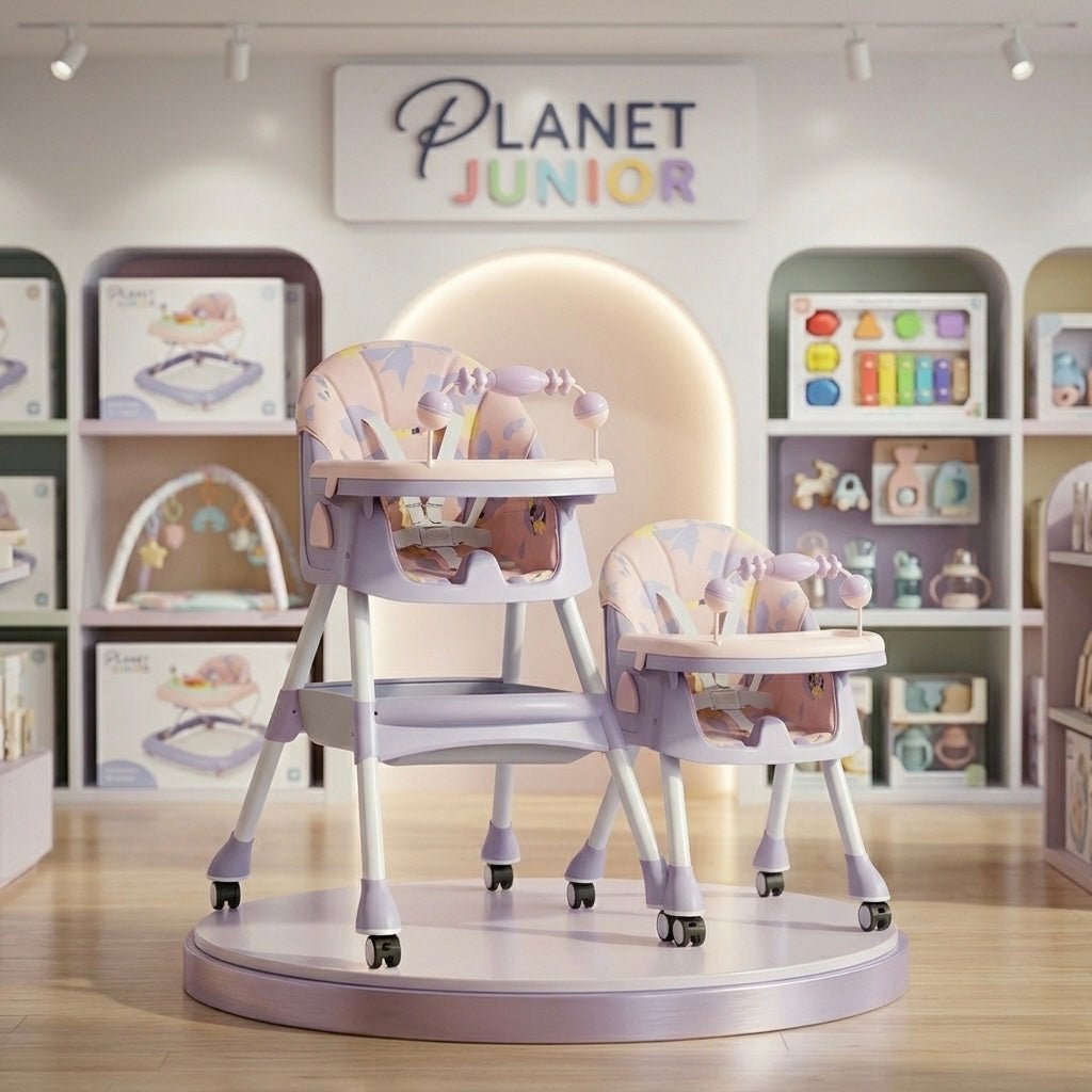 MotherCare Baby Feeding High Chair with Toy Bar - Pink & Purple