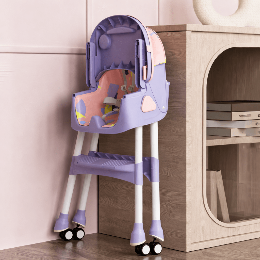 MotherCare Baby Feeding High Chair with Toy Bar - Pink & Purple