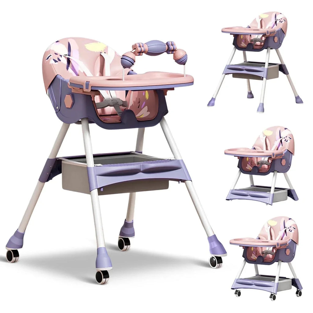 MotherCare Baby Feeding High Chair with Toy Bar - Pink & Purple