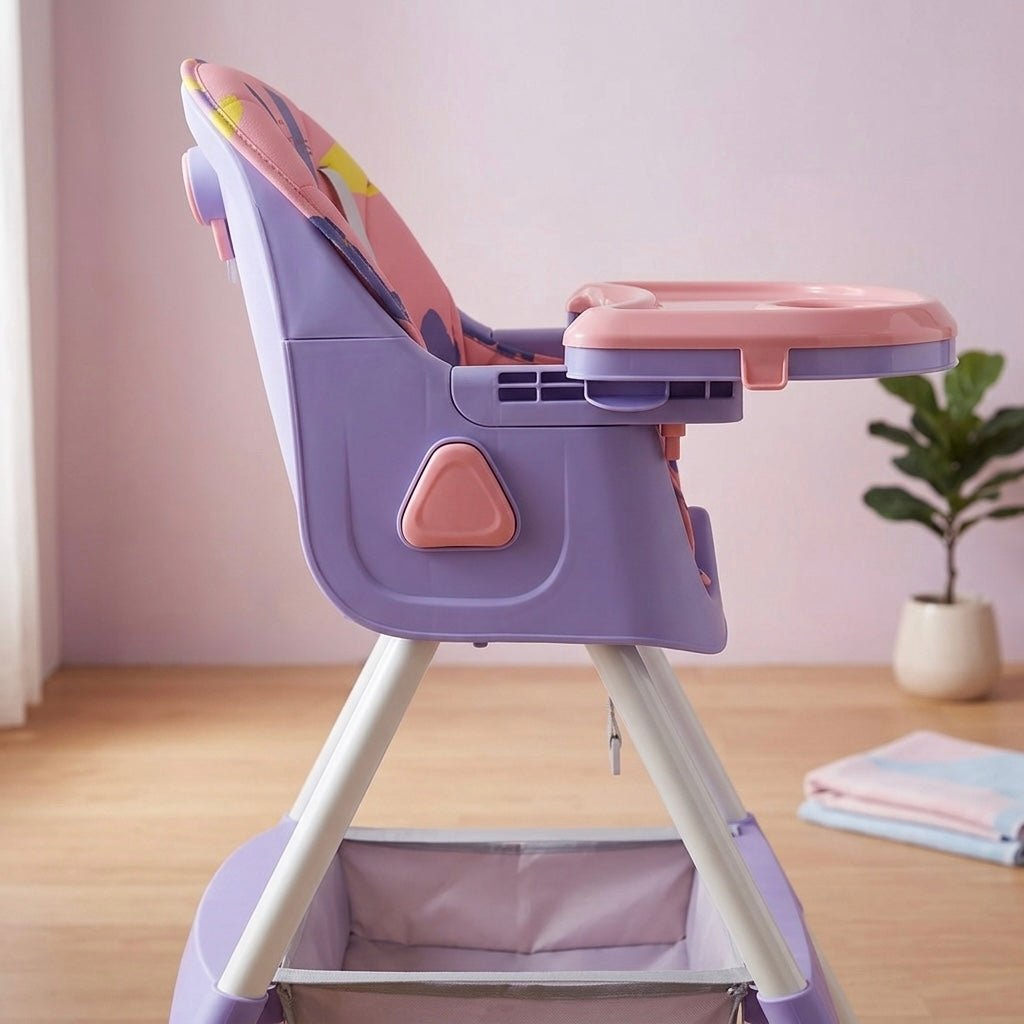 MotherCare Baby Feeding High Chair with Toy Bar - Pink & Purple