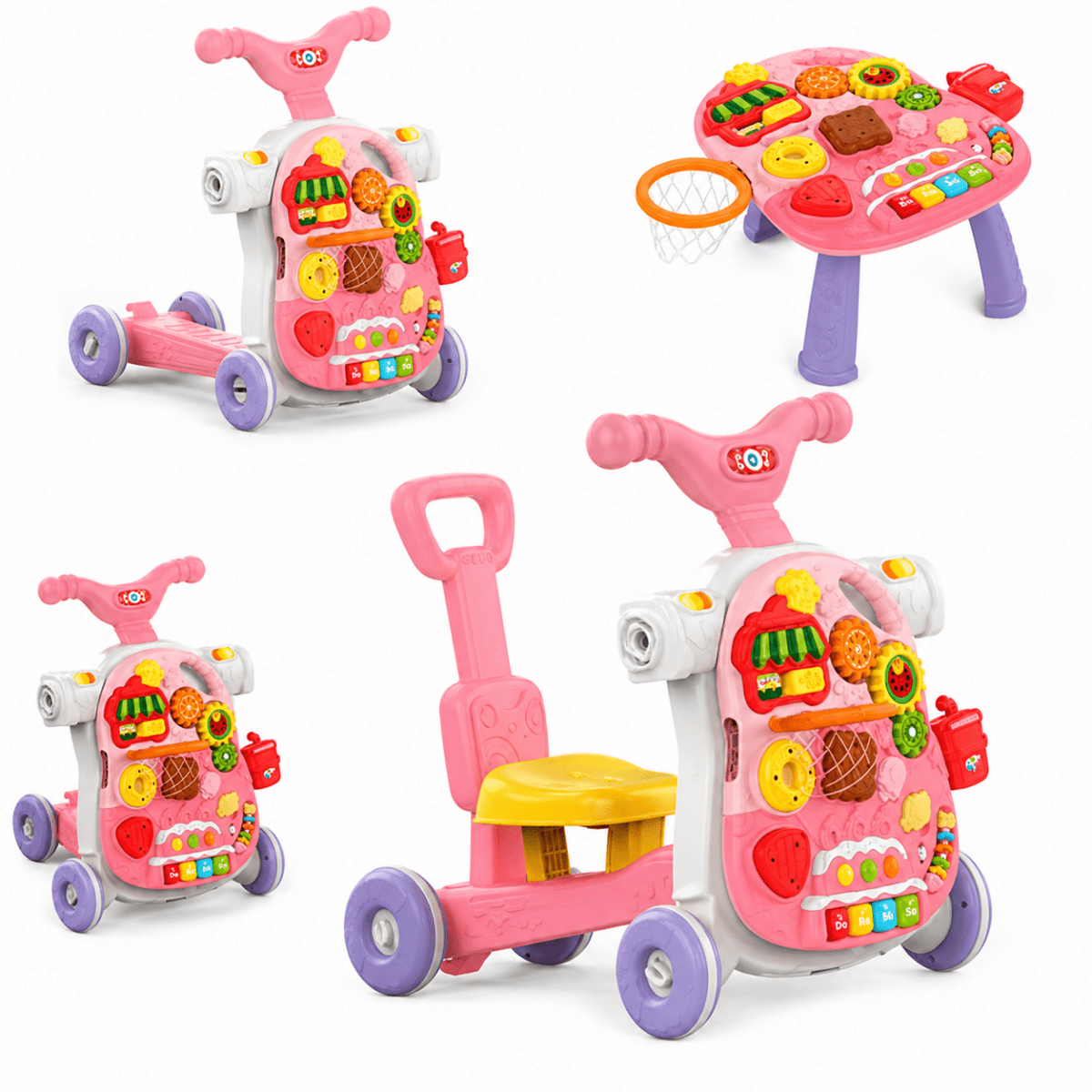 Multifunction 4 in 1 Baby Walker – Activity Table, Scooter & Ride-On Learning Walker