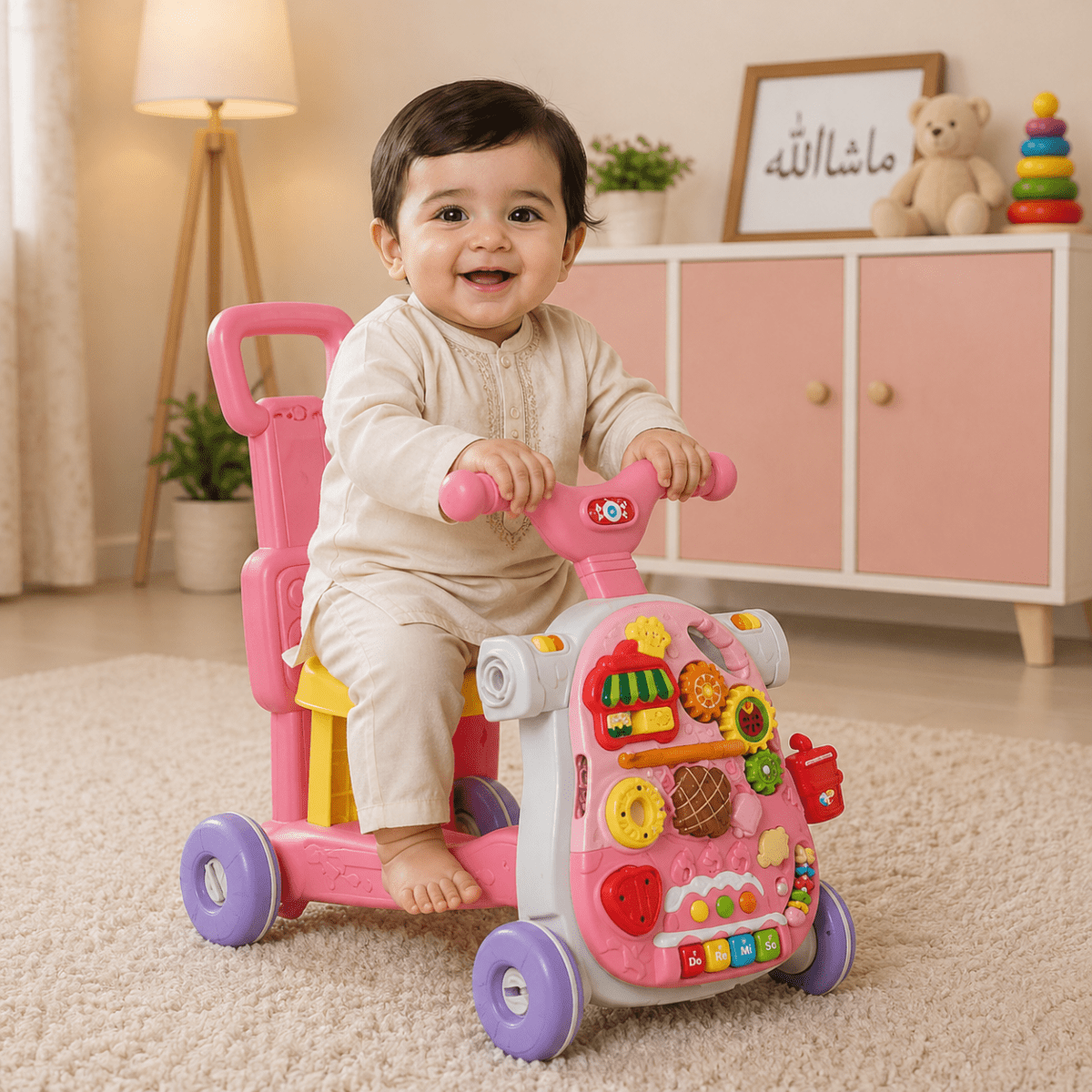 Multifunction 4 in 1 Baby Walker – Activity Table, Scooter & Ride-On Learning Walker