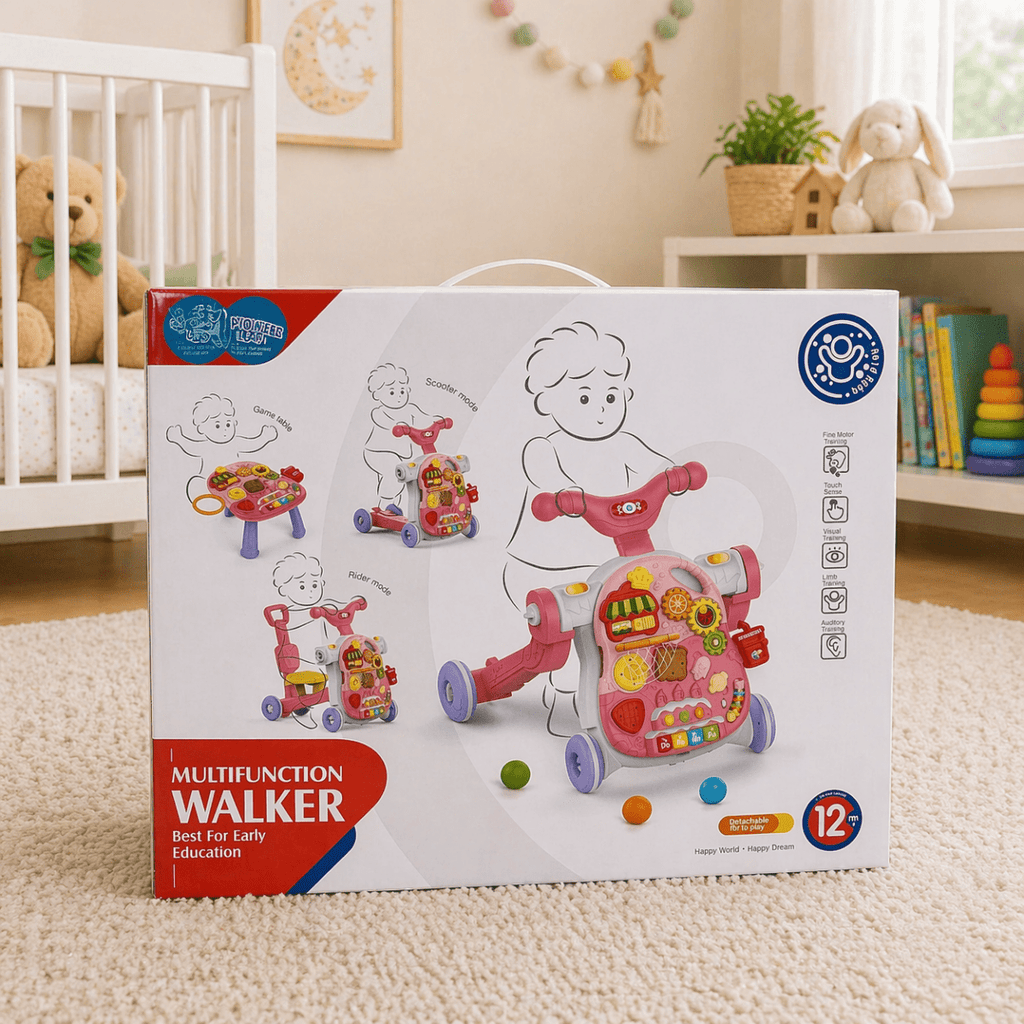 Multifunction 4 in 1 Baby Walker – Activity Table, Scooter & Ride-On Learning Walker