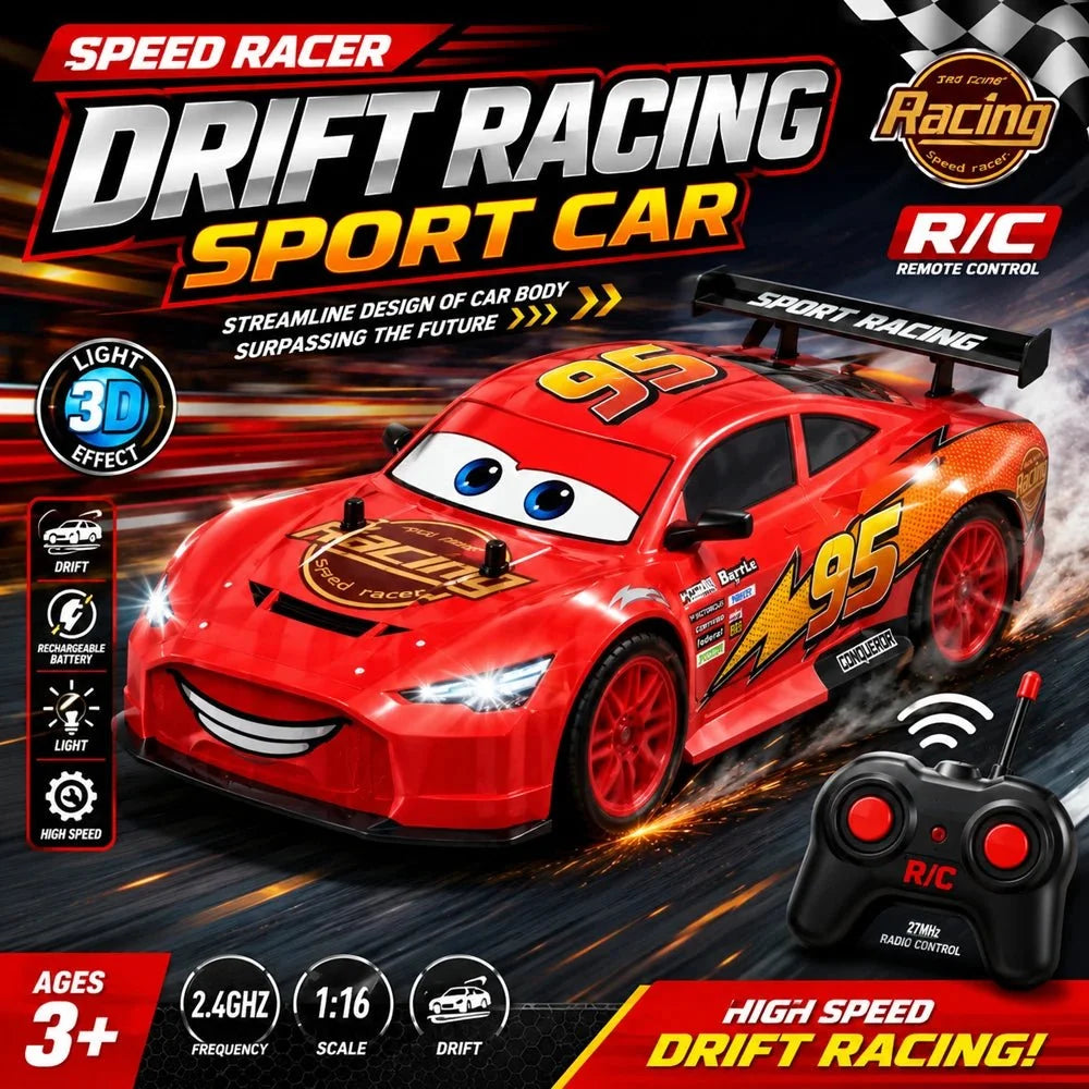 1:16 Scale Disney Cars Lightning McQueen Style RC Drift Racing Car