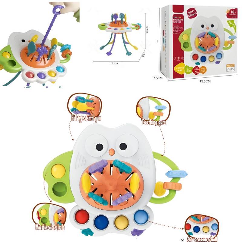 Owl Shaped Pull String Educational Ball for Kids