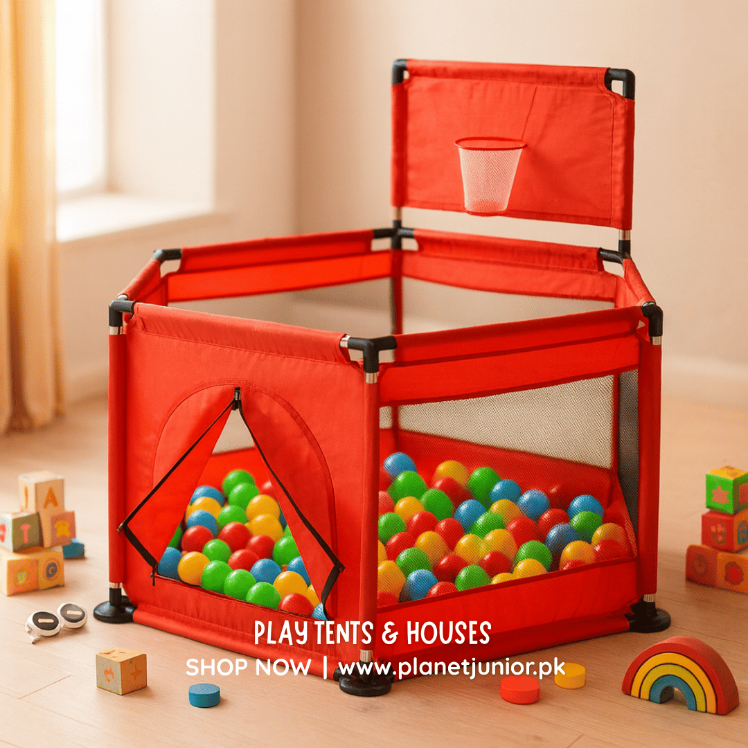 Hexagon Kids Playpen Tent with 30 Balls – Safe Indoor Ball Pit Play Area 🎪✨