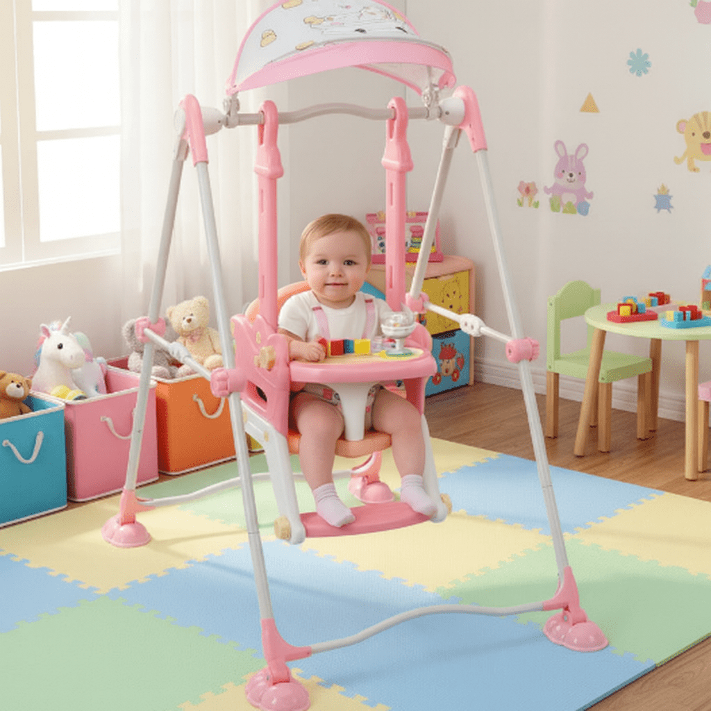 Premium Baby Indoor Swing with Safety Seat & musical tray – Stable, Foldable & Playful