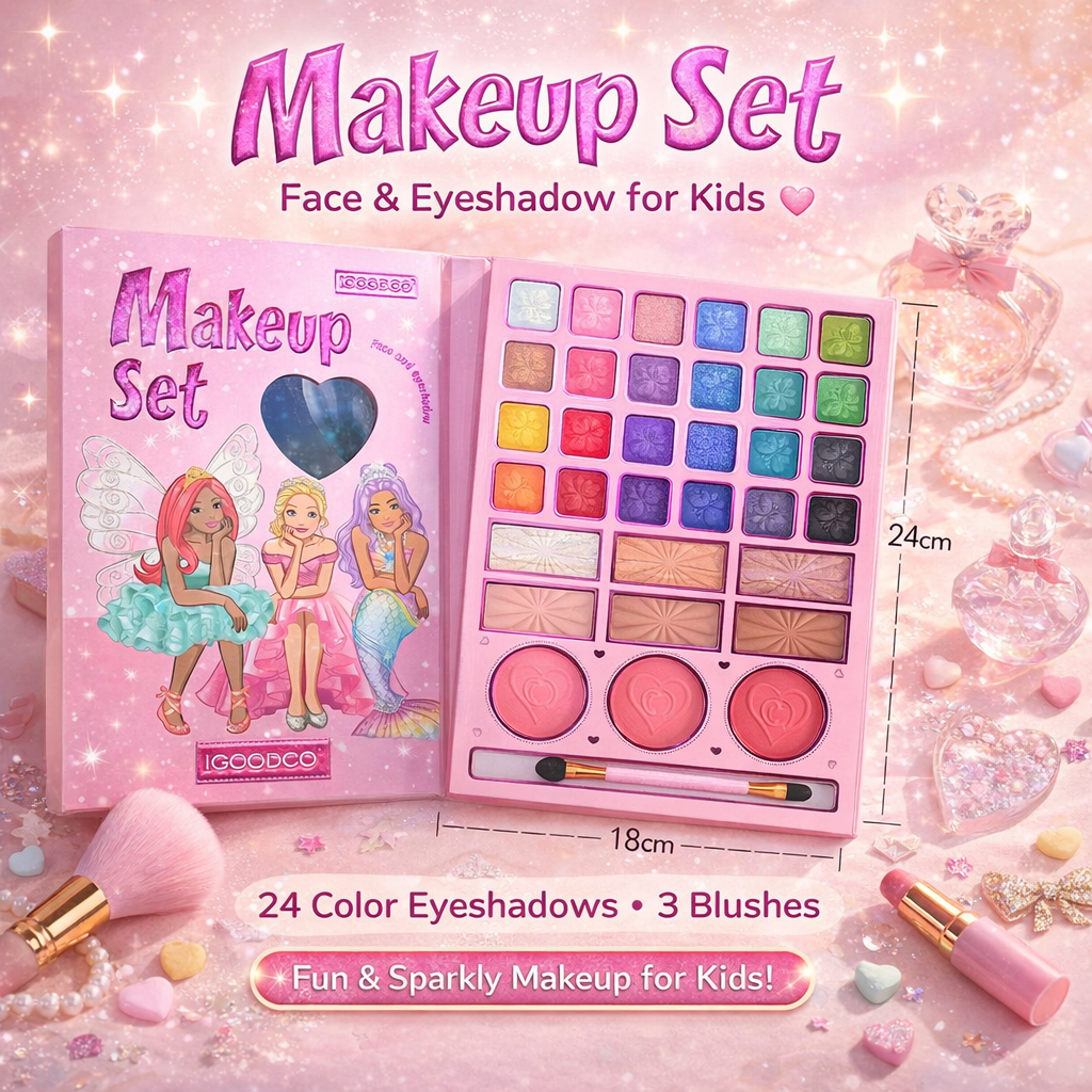 Princess Makeup Book Kit – Kids Foldable Eyeshadow Palette with Mirror 💖👑