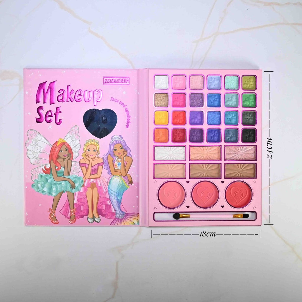 Princess Makeup Book Kit – Kids Foldable Eyeshadow Palette with Mirror 💖👑