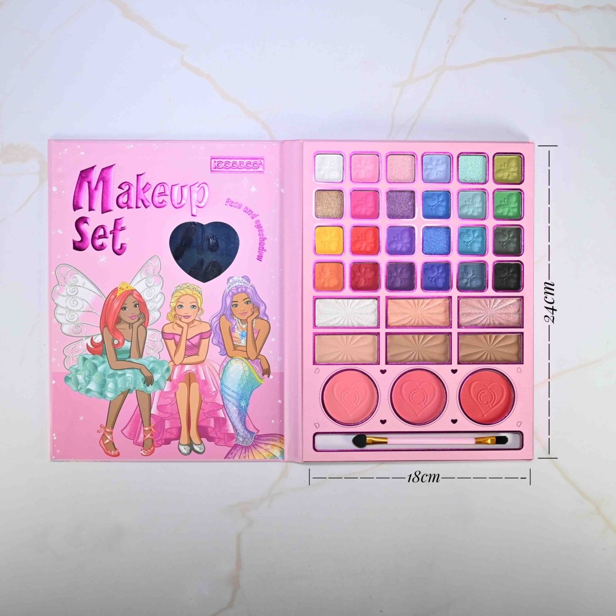 Princess Makeup Book Kit – Kids Foldable Eyeshadow Palette with Mirror 💖👑