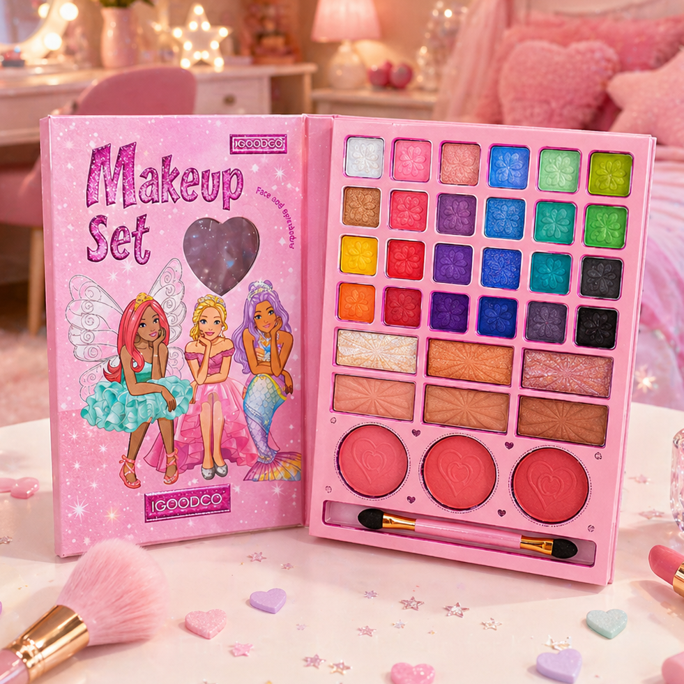 Princess Makeup Book Kit – Kids Foldable Eyeshadow Palette with Mirror 💖👑