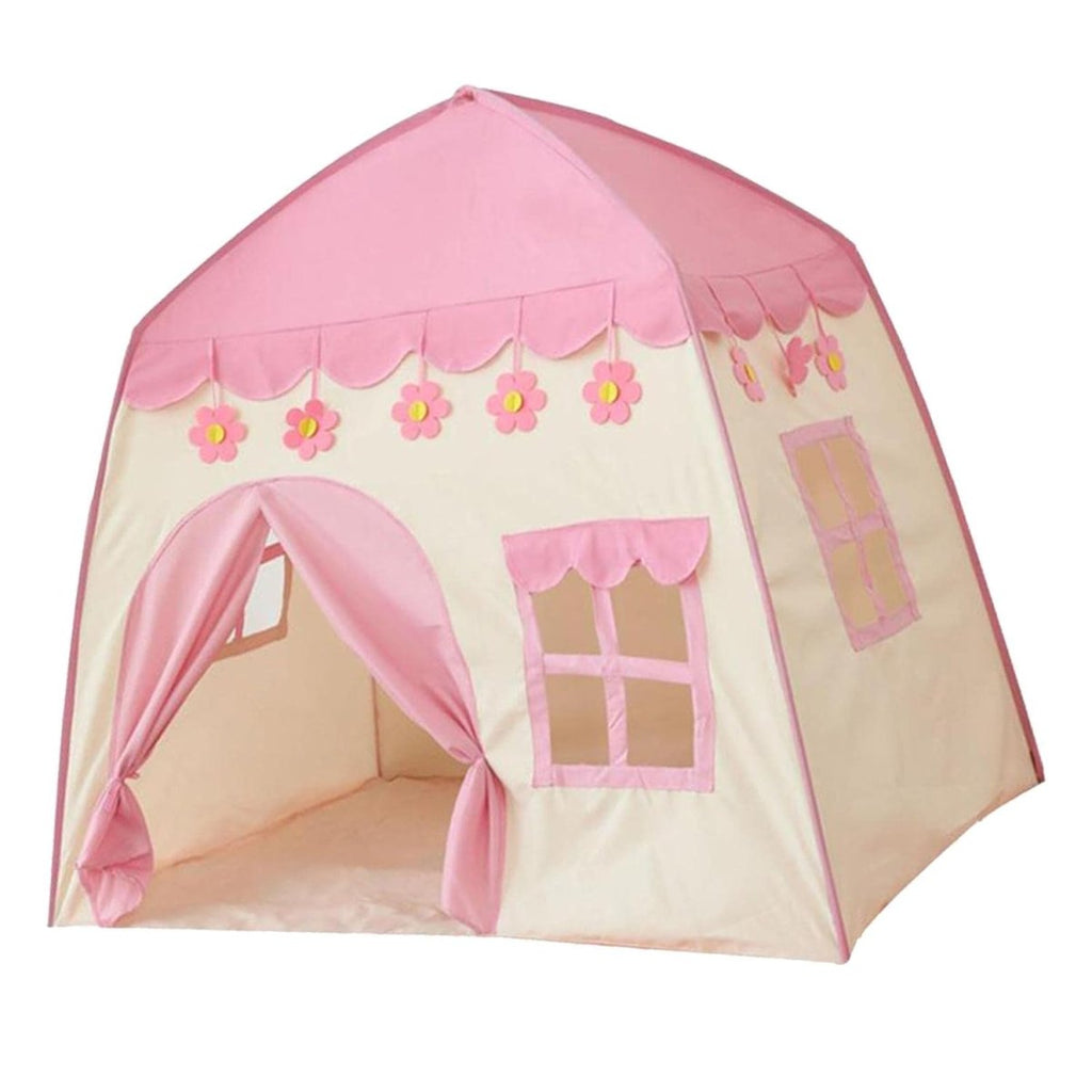 Princess Pink Castle Kids Play Tent with Windows &  Roll-Up Door