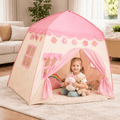 Princess Pink Castle Kids Play Tent with Windows &  Roll-Up Door