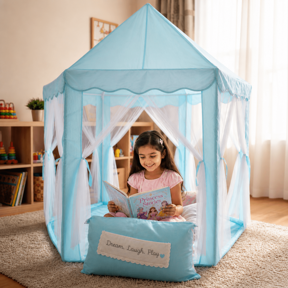 Princess Tent House with Fairy Lights – Royal Play Castle for Kids