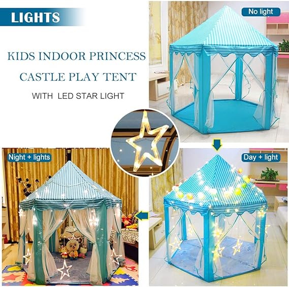 Princess Tent House with Fairy Lights – Royal Play Castle for Kids