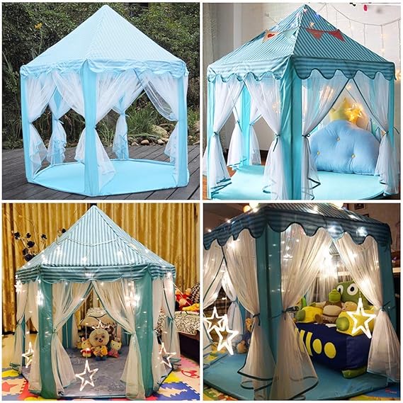 Princess Tent House with Fairy Lights – Royal Play Castle for Kids