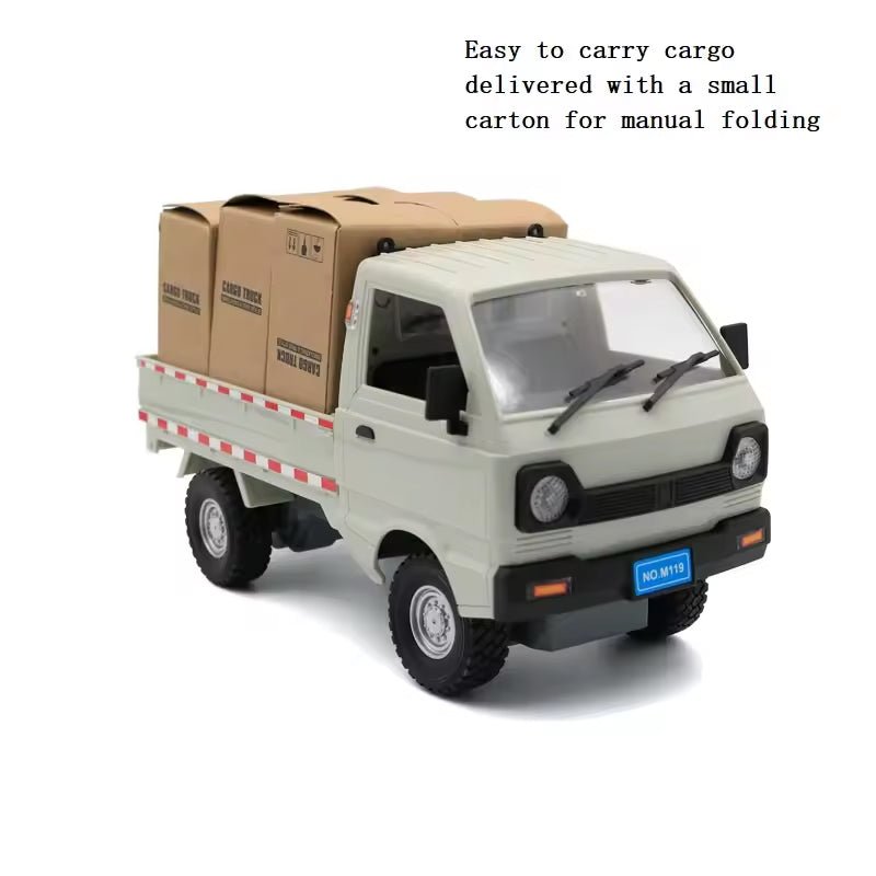 1:10 Rechargeable Remote Control Mini Pickup Truck with Cargo Boxes & LED Lights
