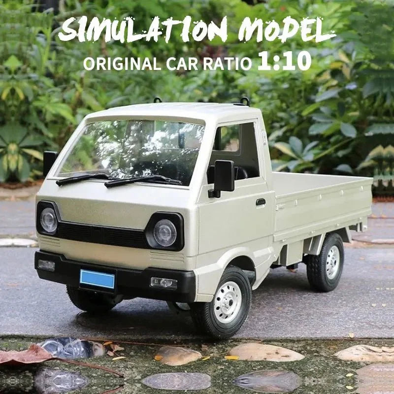 1:10 Rechargeable Remote Control Mini Pickup Truck with Cargo Boxes & LED Lights