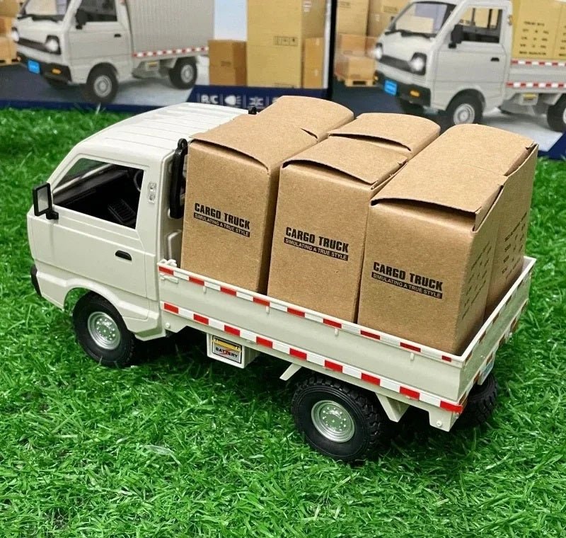 1:10 Rechargeable Remote Control Mini Pickup Truck with Cargo Boxes & LED Lights