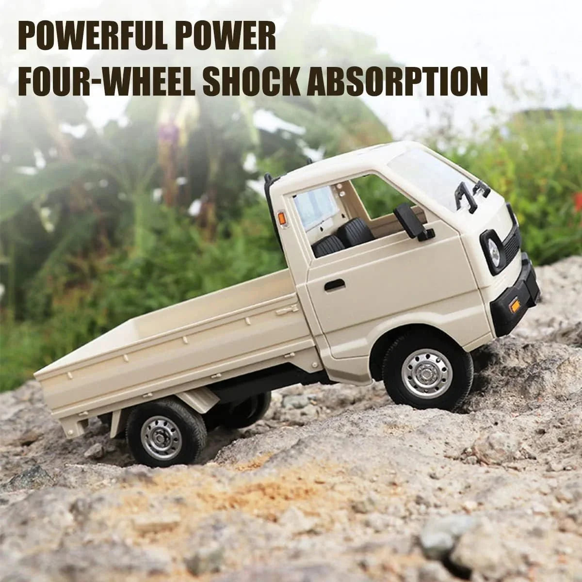 1:10 Rechargeable Remote Control Mini Pickup Truck with Cargo Boxes & LED Lights