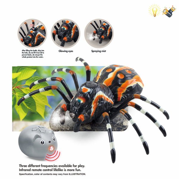 Remote Control Smoke Spider – Infrared Crawling Creature with Light-Up Eyes