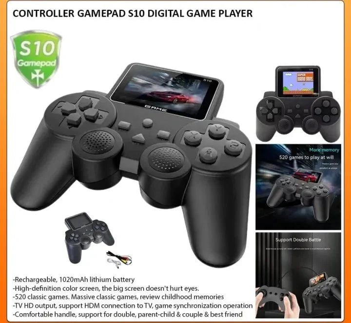 S10 Mini Portable Retro Video Game Console – Gamepad with Digital Display & 520 Games