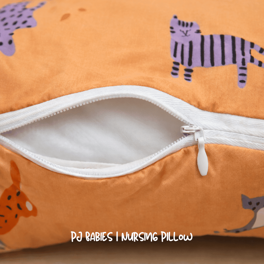 Safari Friends Cotton Baby Nursing Pillow with Removable Cover & Head Pillow