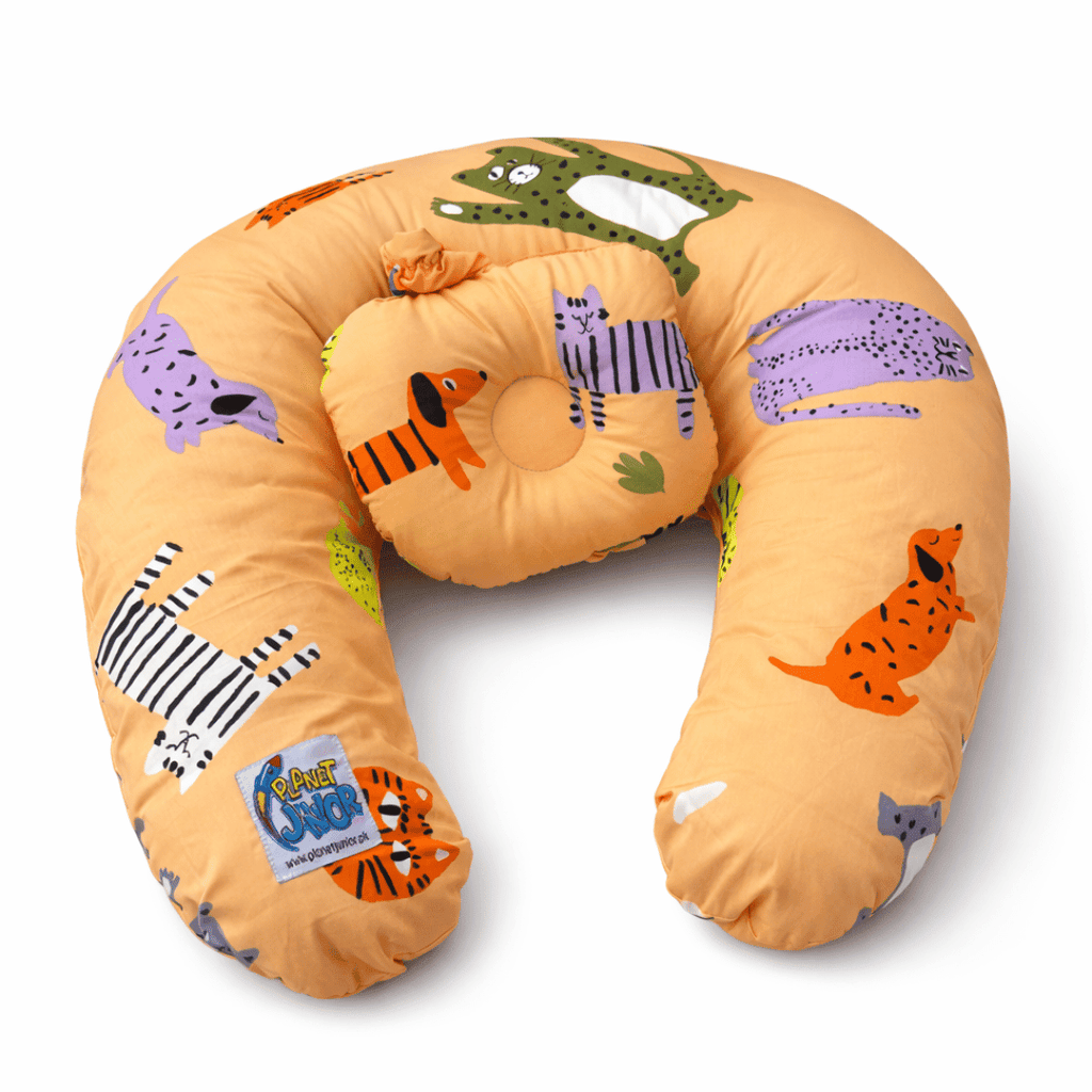 Safari Friends Cotton Baby Nursing Pillow with Removable Cover & Head Pillow