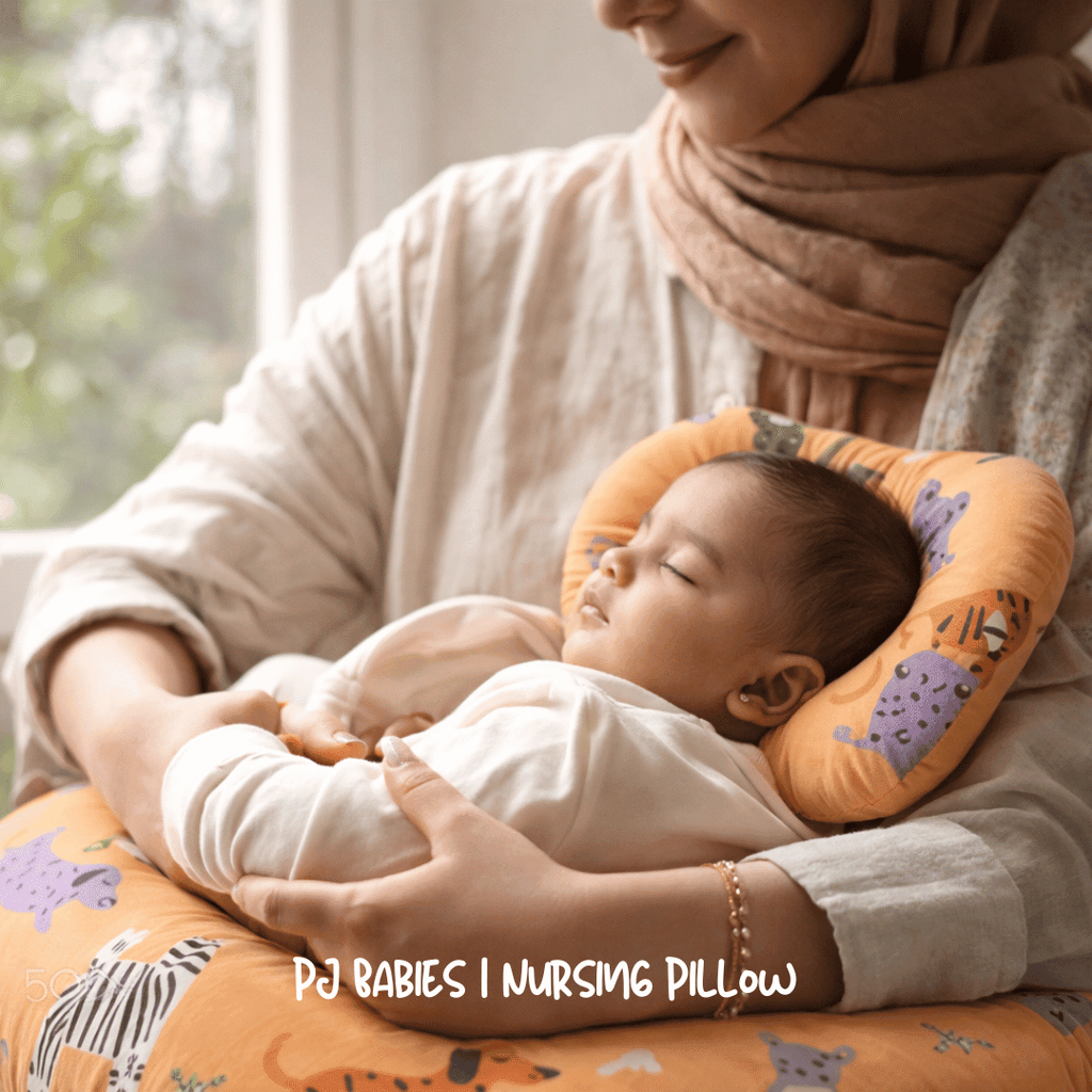 Safari Friends Cotton Baby Nursing Pillow with Removable Cover & Head Pillow