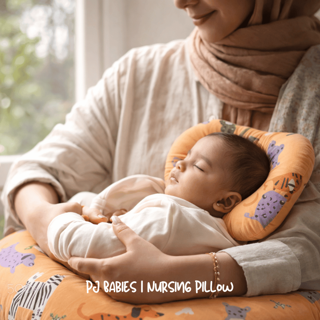 Safari Friends Cotton Baby Nursing Pillow with Removable Cover & Head Pillow