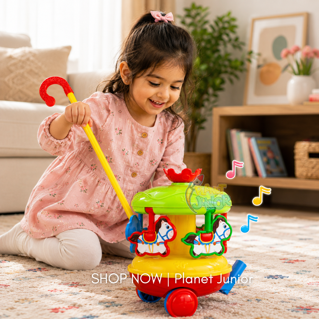 Push Along Musical Spinning Carousel Toy