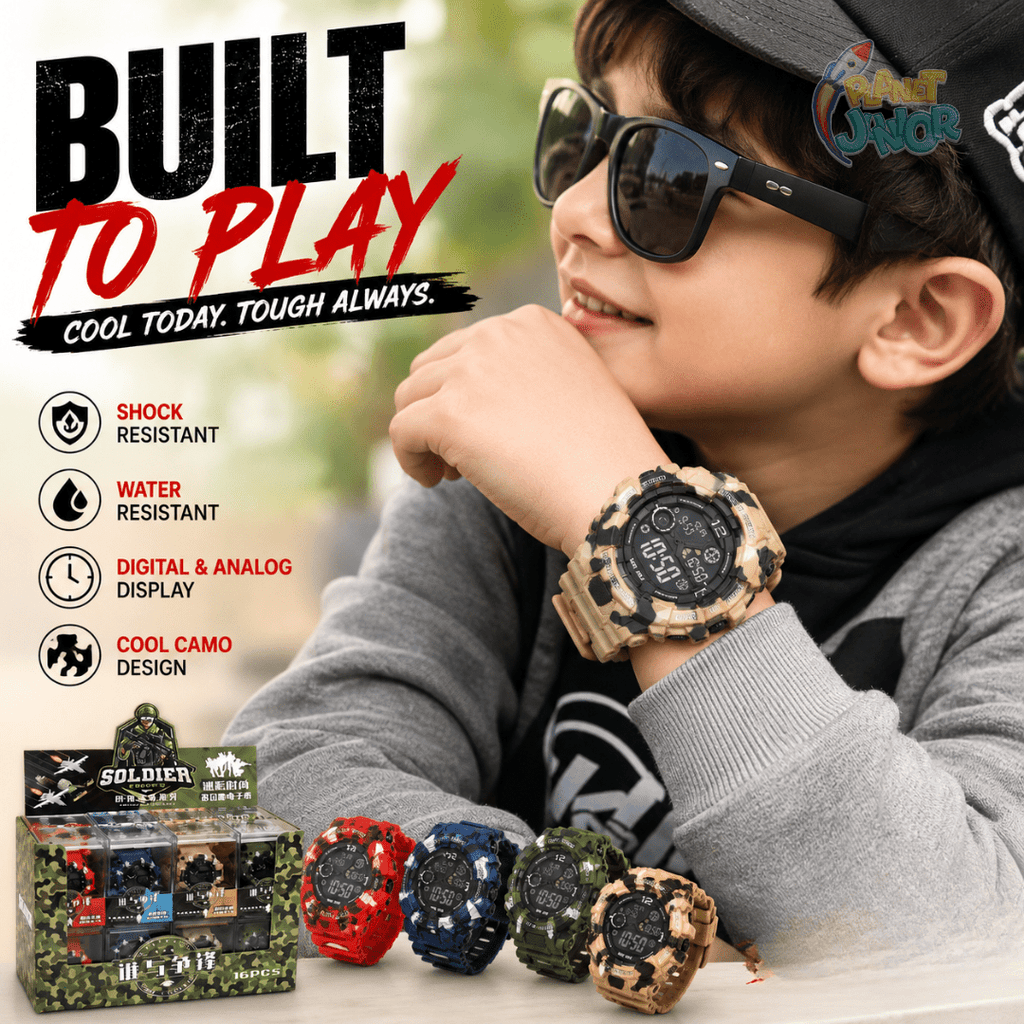 Military Style Digital Sports Watch for Kids