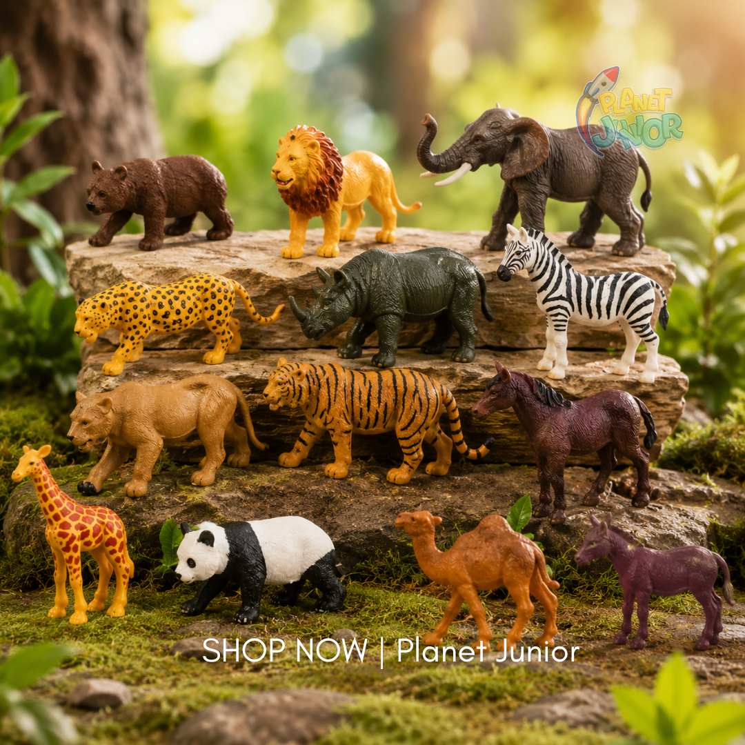 12-Piece World Wild Animals Figure Set for Educational & Imaginative Play