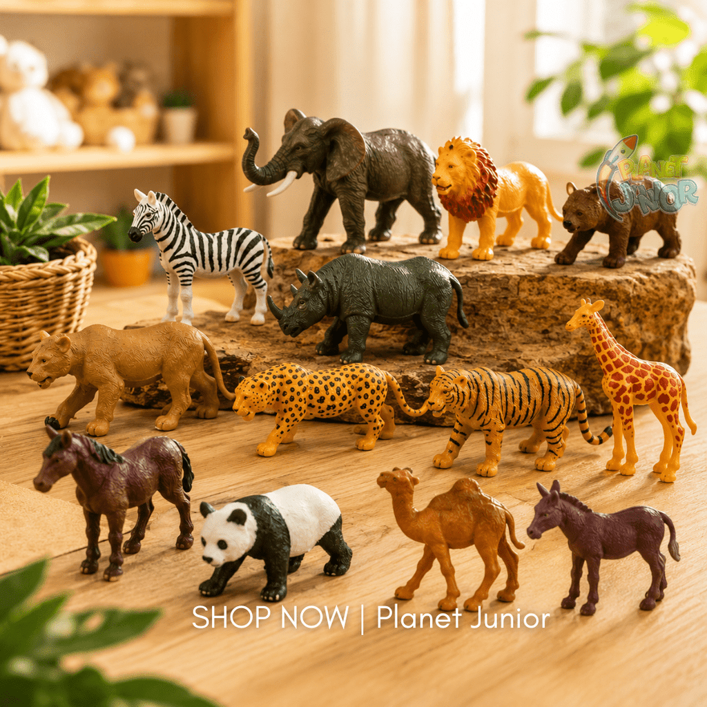 12-Piece World Wild Animals Figure Set for Educational & Imaginative Play