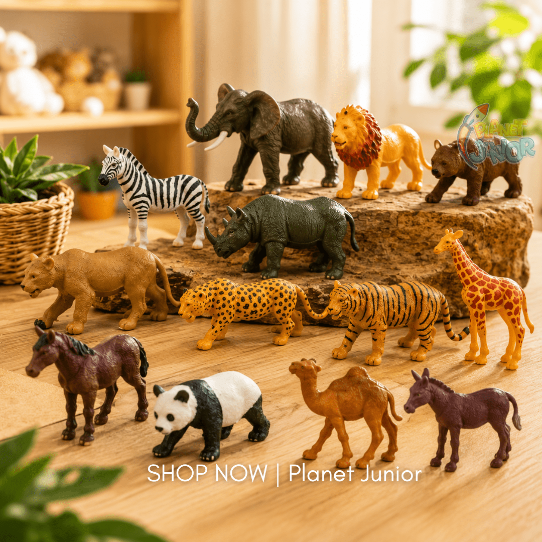 12-Piece World Wild Animals Figure Set for Educational & Imaginative Play