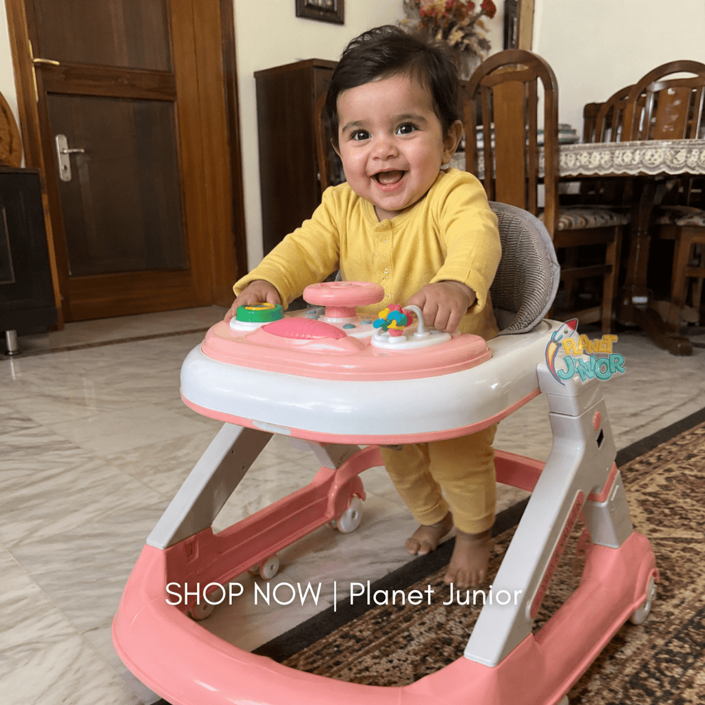 3 in 1 Foldable Baby Multifunctional Walker with Activity Tray, Handle & Padded Seat