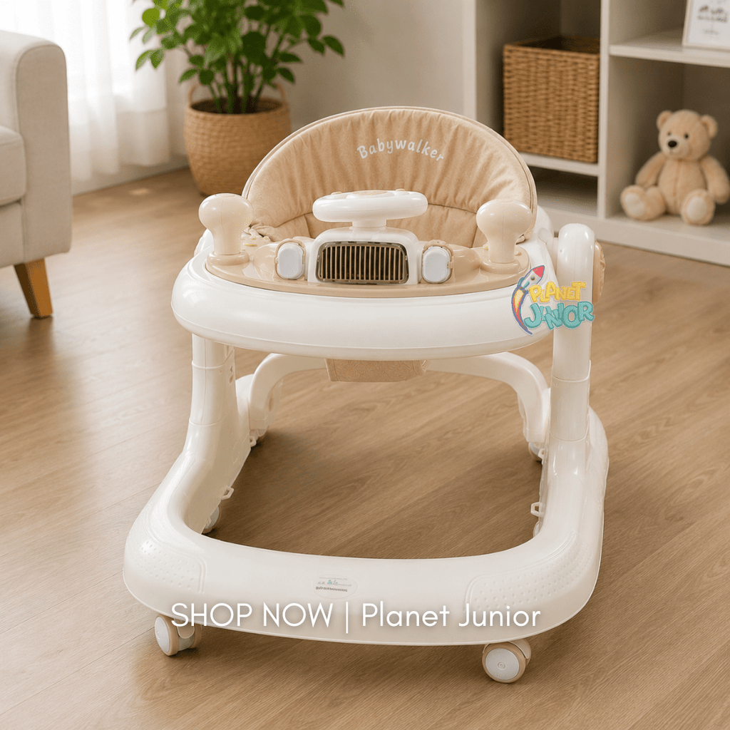 Modern Baby Learning Walker with Activity Tray & Padded Seat