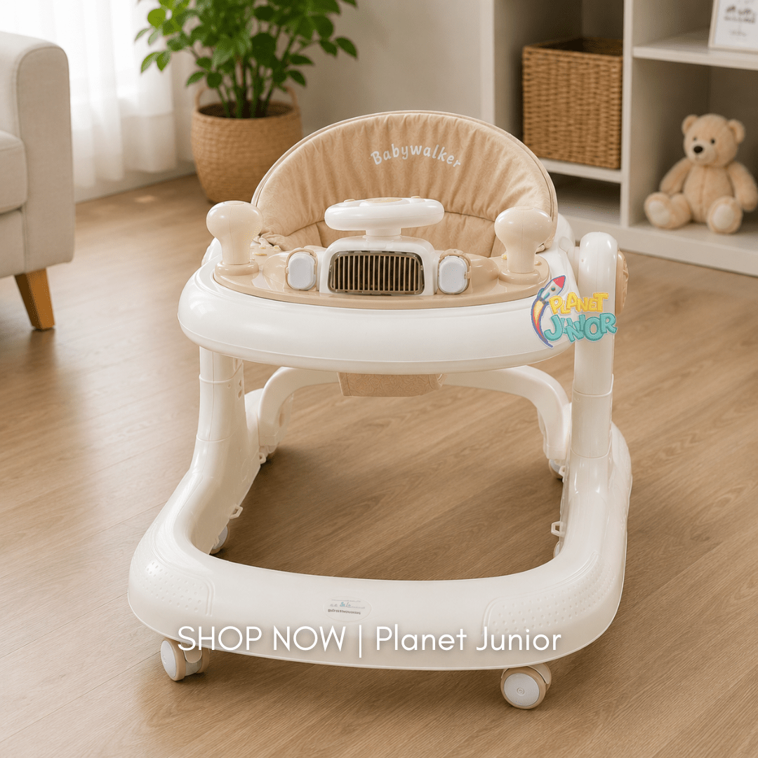 Modern Baby Learning Walker with Activity Tray & Padded Seat
