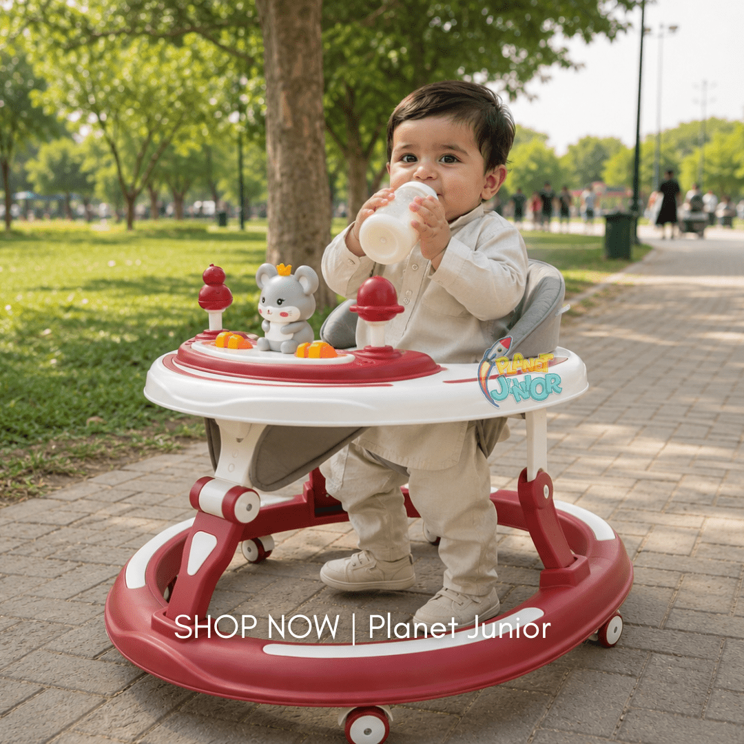 Interactive Baby Learning Walker with Music, Activity Tray & Padded Seat