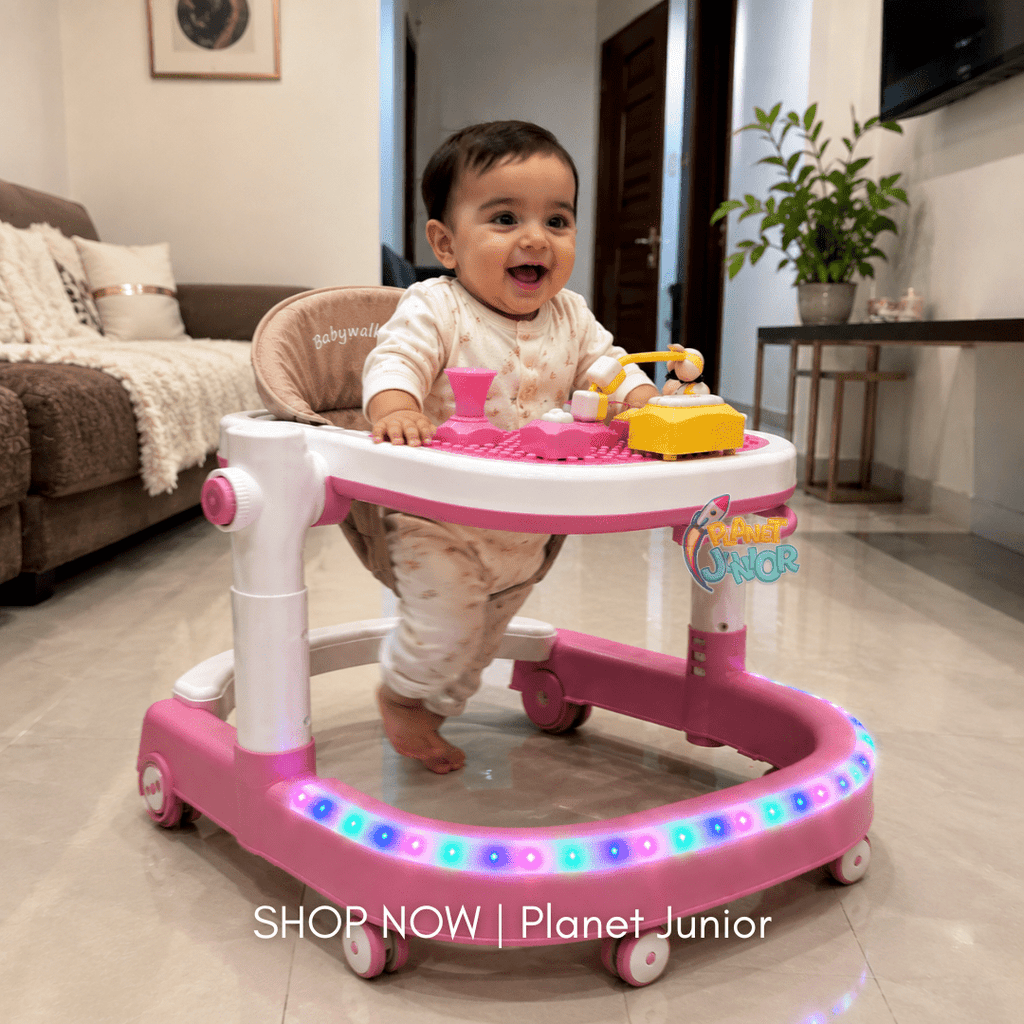 Foldable 3-in-1 Baby Walker with Activity Tray, Music & Lights