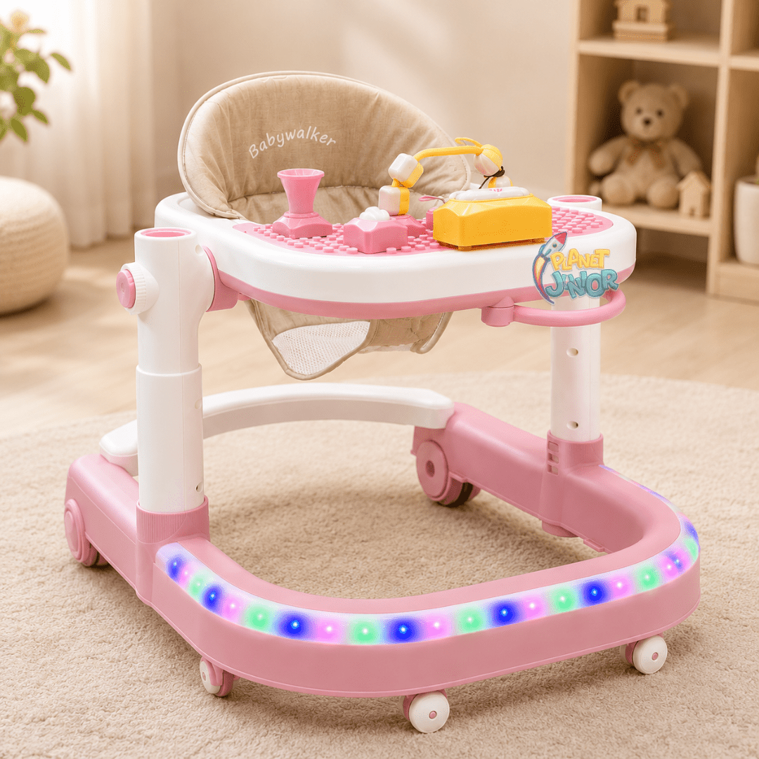 Foldable 3-in-1 Baby Walker with Activity Tray, Music & Lights