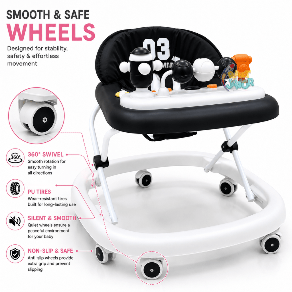 Sporty Baby Walker with Music, Lights & Squeaky Toys