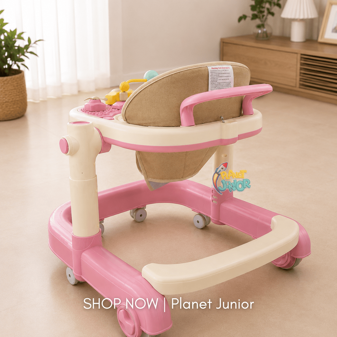 Foldable 3-in-1 Baby Walker with Activity Tray, Music & Lights
