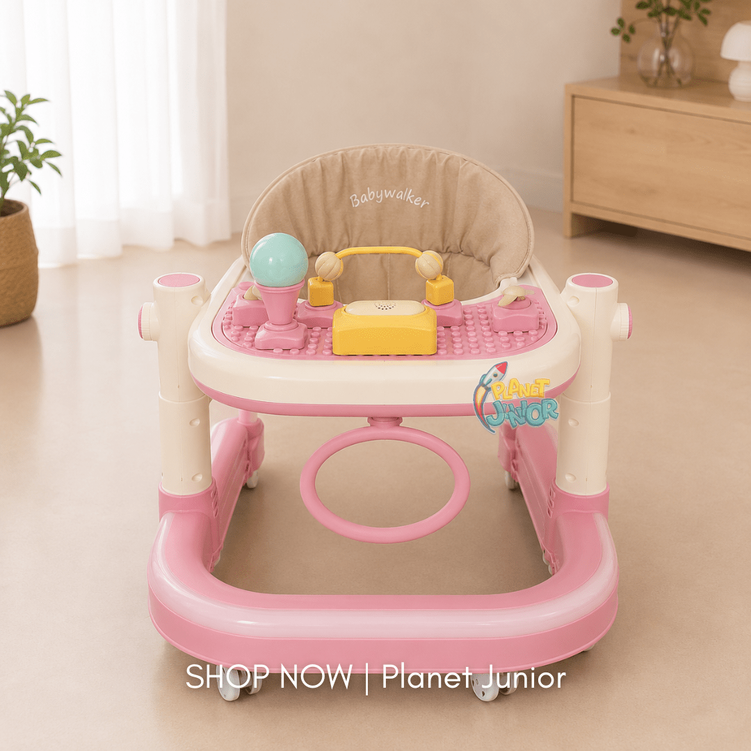 Foldable 3-in-1 Baby Walker with Activity Tray, Music & Lights