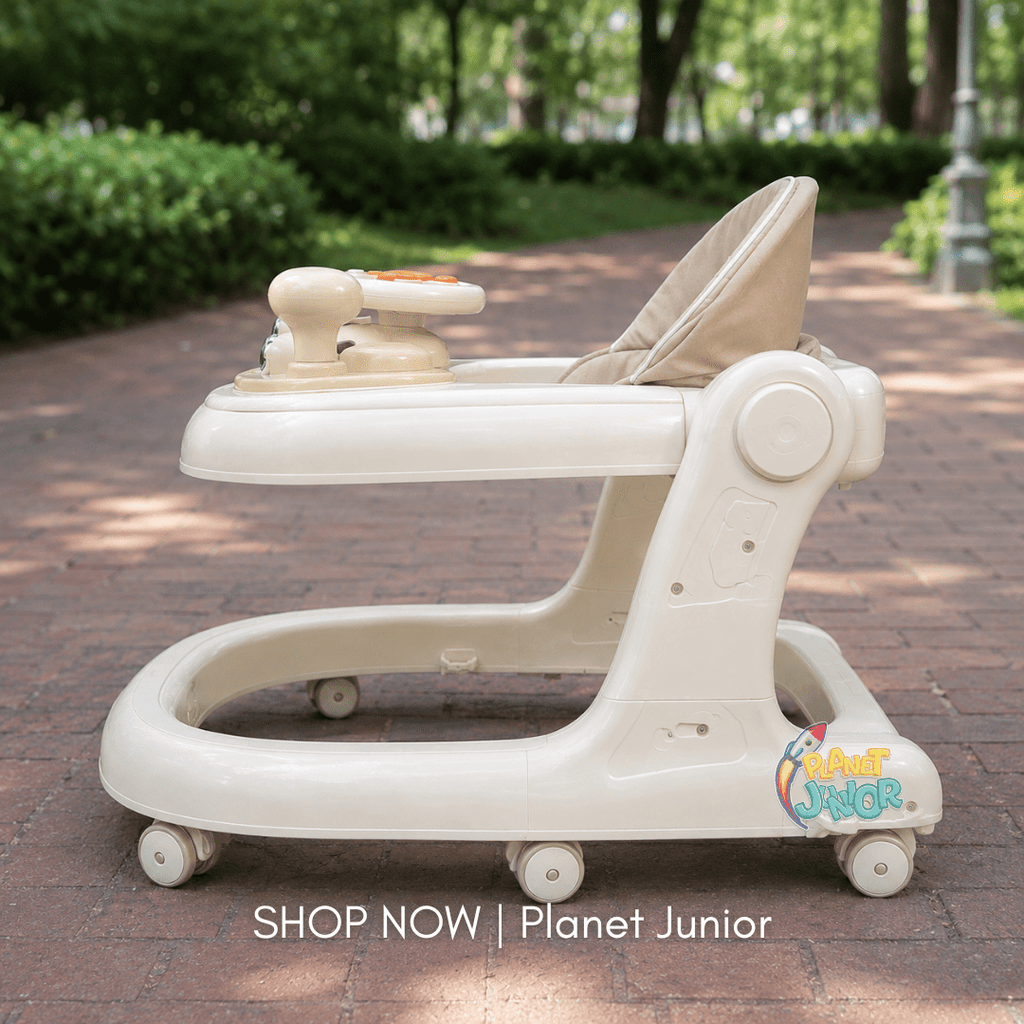 Modern Baby Learning Walker with Activity Tray & Padded Seat