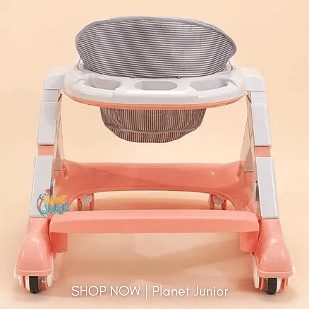3 in 1 Foldable Baby Multifunctional Walker with Activity Tray, Handle & Padded Seat