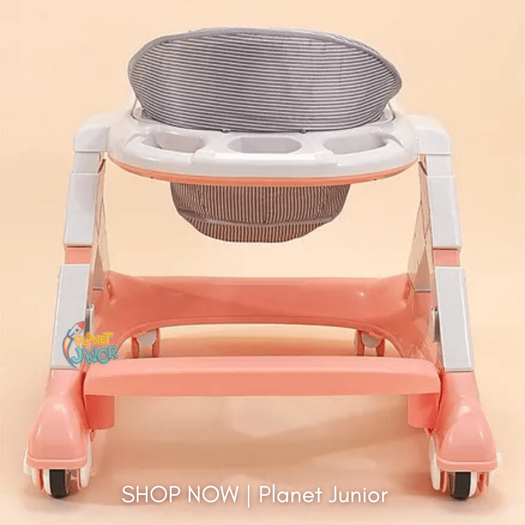 3 in 1 Foldable Baby Multifunctional Walker with Activity Tray, Handle & Padded Seat