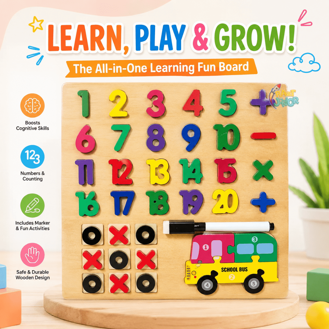 Wooden Educational Number & Math Puzzle Board with Whiteboard Marker