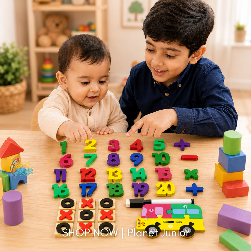 Wooden Educational Number & Math Puzzle Board with Whiteboard Marker