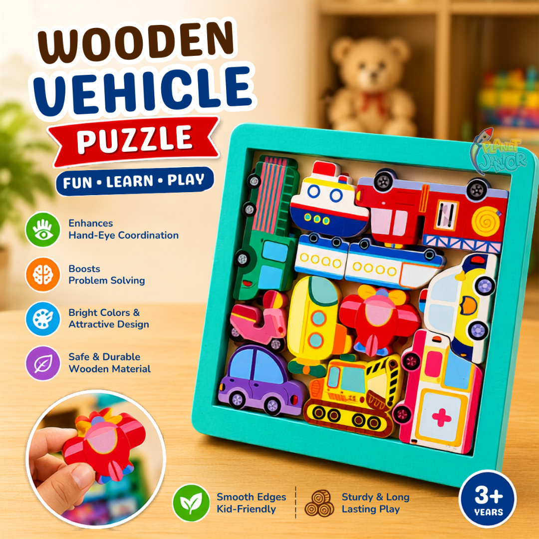 Wooden Vehicle Block Arrangement Game for Kids